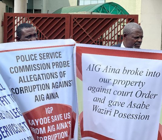 Protesters Storm PSC, Demands Probe Of Bribery Allegation Against AIG Aina, Asabe Waziri